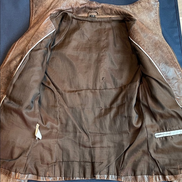 Vintage Y2K Distressed Brown Leather Jacket - Picture 10 of 13